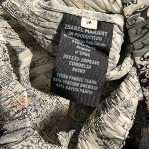 NWT ISABEL MARANT ETOILE CORDELIA ECRU & ALMOND PRINTED RUFFLE MINI SKIRT 4 - Picture 6 of 9